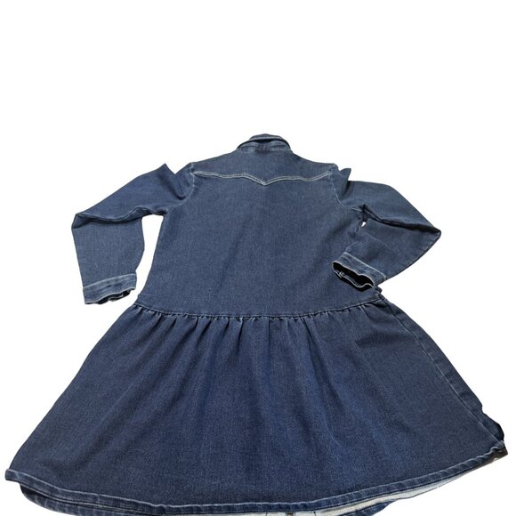 NWOT Wrangler Girls Large Denim Dress Western Pearl Snap Embroidered Cowgirl - Picture 4 of 12